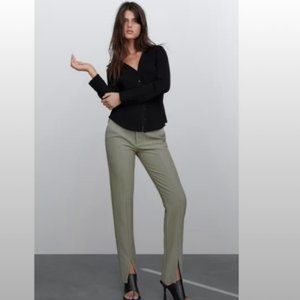 NWT Zara Women’s Slit Hem Pants Sage Green